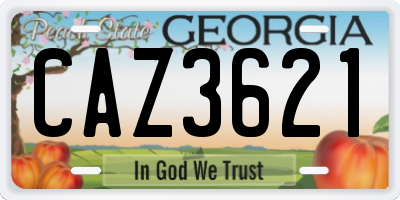 GA license plate CAZ3621