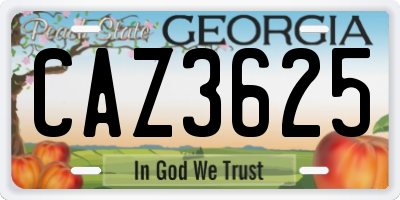 GA license plate CAZ3625