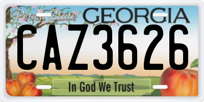 GA license plate CAZ3626