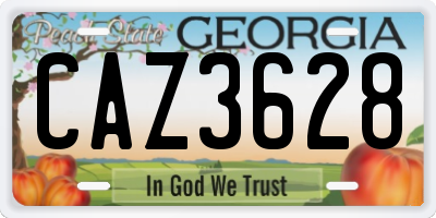 GA license plate CAZ3628