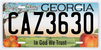 GA license plate CAZ3630