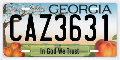 GA license plate CAZ3631