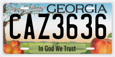 GA license plate CAZ3636