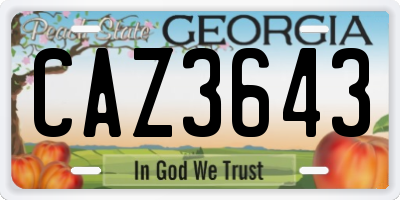 GA license plate CAZ3643