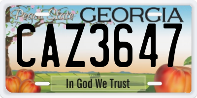 GA license plate CAZ3647