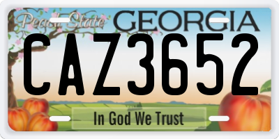 GA license plate CAZ3652