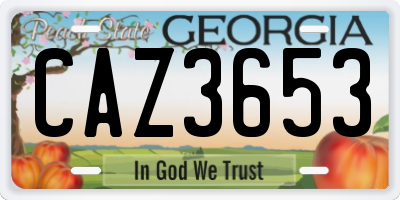 GA license plate CAZ3653
