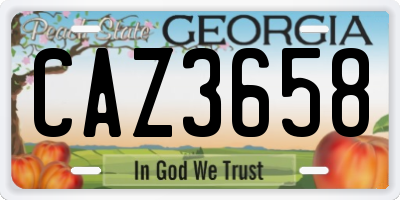 GA license plate CAZ3658