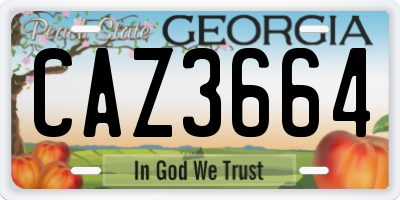 GA license plate CAZ3664
