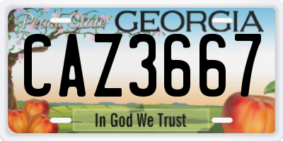 GA license plate CAZ3667
