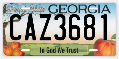 GA license plate CAZ3681