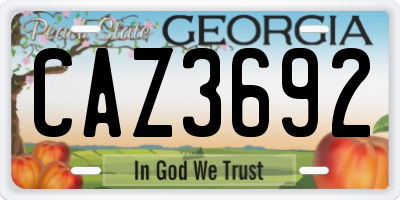 GA license plate CAZ3692
