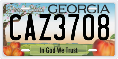 GA license plate CAZ3708