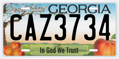 GA license plate CAZ3734