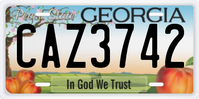 GA license plate CAZ3742