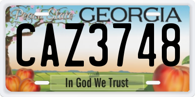 GA license plate CAZ3748