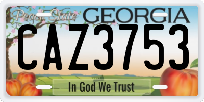 GA license plate CAZ3753