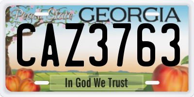 GA license plate CAZ3763