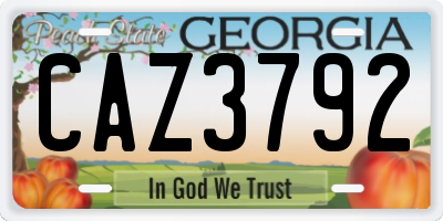 GA license plate CAZ3792