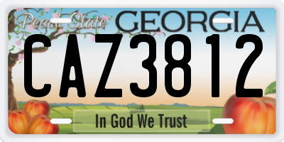 GA license plate CAZ3812