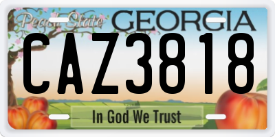 GA license plate CAZ3818