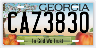 GA license plate CAZ3830