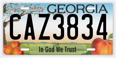 GA license plate CAZ3834