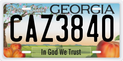 GA license plate CAZ3840