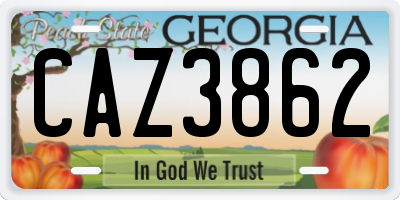 GA license plate CAZ3862