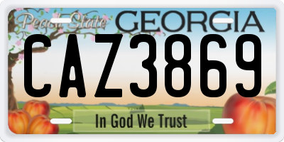 GA license plate CAZ3869