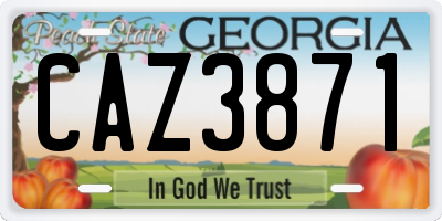 GA license plate CAZ3871