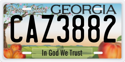 GA license plate CAZ3882