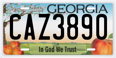 GA license plate CAZ3890