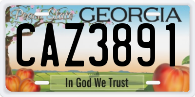 GA license plate CAZ3891