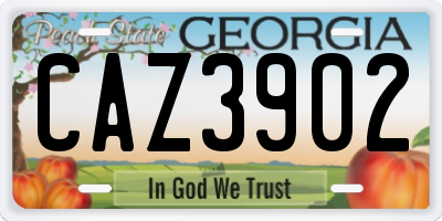 GA license plate CAZ3902