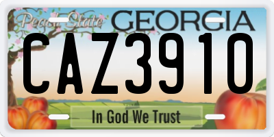 GA license plate CAZ3910