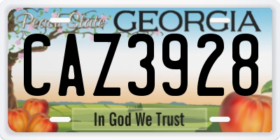 GA license plate CAZ3928
