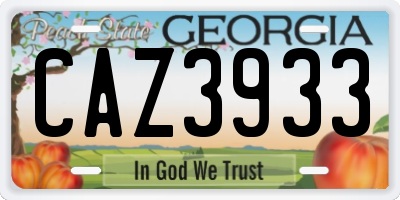 GA license plate CAZ3933