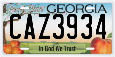 GA license plate CAZ3934