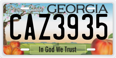 GA license plate CAZ3935