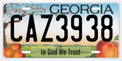GA license plate CAZ3938