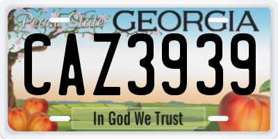 GA license plate CAZ3939