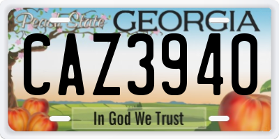 GA license plate CAZ3940
