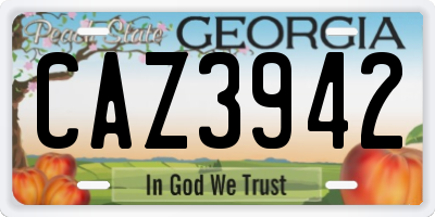 GA license plate CAZ3942