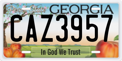 GA license plate CAZ3957