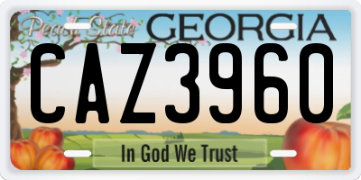 GA license plate CAZ3960