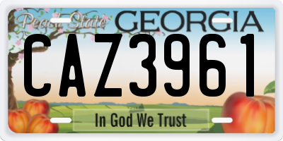 GA license plate CAZ3961