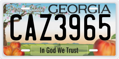 GA license plate CAZ3965