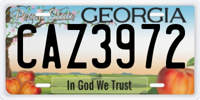 GA license plate CAZ3972