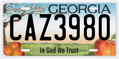 GA license plate CAZ3980